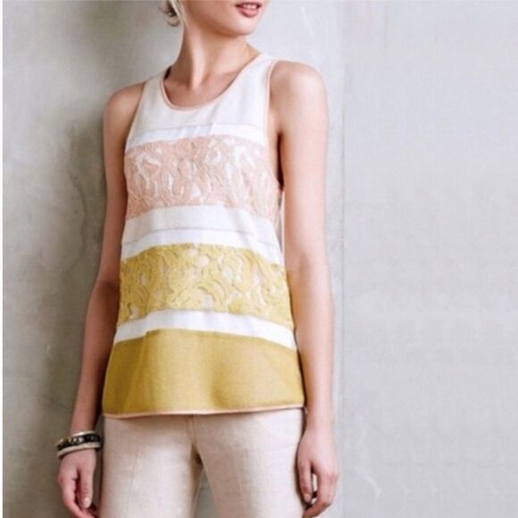Anthropologie Sunday's in Brooklyn lace sleeveless top - Picture 1 of 7